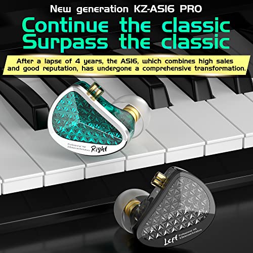 KZ AS16 Pro 8 Balance Armatures In-Ear-Monitor-Kopfhörer, HiFi-Musik-Ohrhörer für Studioaufnahmen, Stereo-Sound, Gaming-Ohrhörer, Positionierungs-Headsets (mit Mikrofon, Cyan) Bild 2