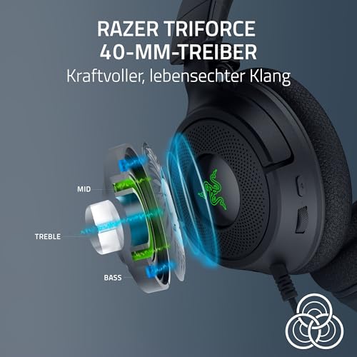 Razer Kraken V4 X - Kabelgebundenes PC-Gaming-Headset (Triforce 40-mm-Treiber, einziehbares Nierenmikrofon, 7.1-Surround-Sound, Chroma RGB, für PC - Konsolen & Mobiltelefone über USB-C) Schwarz Bild 2