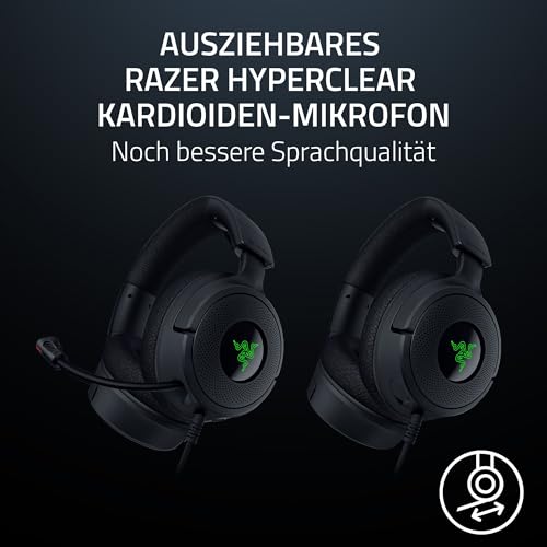 Razer Kraken V4 X - Kabelgebundenes PC-Gaming-Headset (Triforce 40-mm-Treiber, einziehbares Nierenmikrofon, 7.1-Surround-Sound, Chroma RGB, für PC - Konsolen & Mobiltelefone über USB-C) Schwarz Bild 3