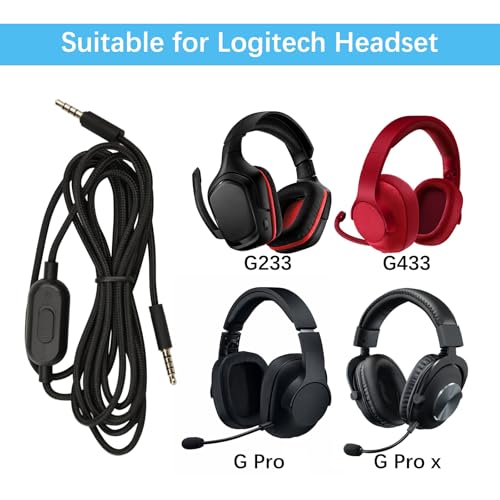 Headset Kabel Ersatz für Logitech, 3,5 mm Kopfhörer Audiokabel Gaming Headset Lautstärke Mikrofonsteuerung Kabel, Spiel Kopfhörer Audio Ersatzkabel Klinkenkabel für Logitech G433 G233 G Pro G Pro X Bild 5