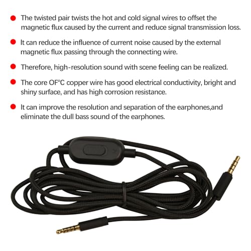 Headset Kabel Ersatz für Logitech, 3,5 mm Kopfhörer Audiokabel Gaming Headset Lautstärke Mikrofonsteuerung Kabel, Spiel Kopfhörer Audio Ersatzkabel Klinkenkabel für Logitech G433 G233 G Pro G Pro X Bild 6