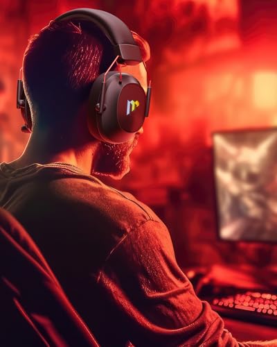 Mytrix Tac Master 2,4 GHz kabelloses Gaming-Headset mit Mikrofon mit Geräuschunterdrückung für PC, PS4, PS5, Mac, Bluetooth 5.3 Gaming-Kopfhörer mit RGB-Licht, Surround-Sound, 48-Stunden-Akku Schwarz Bild 5