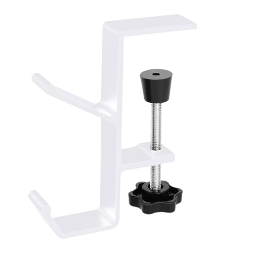 Jeffdad Kopfhörer Ständer Weiß, Headset Halterung Mit Doppelhaken Kopfhörerhalter Headphone Stand Schreibtisch Kopfhöreraufhänger Kopfhörer Clip Gaming Headset Halterung Halter (Weiß Doppelhaken) Bild 1
