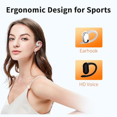 SLuB Offenes Ohr Bluetooth-Headset, kabelloses Bluetooth-Sport-Headset, Luftleitung, Bluetooth 5.3, IPX5 wasserdicht für Laufen, Fitness und Gaming (Weiß). Bild 2