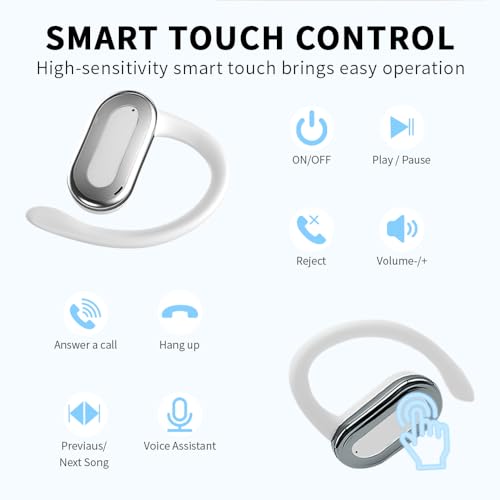 SLuB Offenes Ohr Bluetooth-Headset, kabelloses Bluetooth-Sport-Headset, Luftleitung, Bluetooth 5.3, IPX5 wasserdicht für Laufen, Fitness und Gaming (Weiß). Bild 3