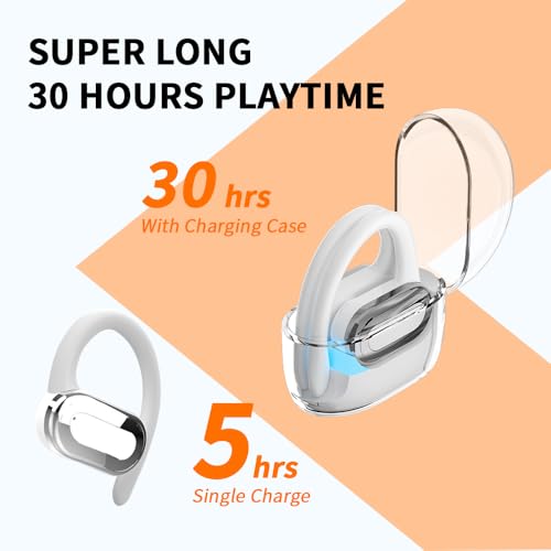 SLuB Offenes Ohr Bluetooth-Headset, kabelloses Bluetooth-Sport-Headset, Luftleitung, Bluetooth 5.3, IPX5 wasserdicht für Laufen, Fitness und Gaming (Weiß). Bild 4