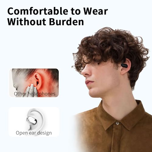 SLuB Offenes Ohr Bluetooth-Headset, kabelloses Bluetooth-Sport-Headset, Luftleitung, Bluetooth 5.3, IPX5 wasserdicht für Laufen, Fitness und Gaming (Weiß). Bild 7