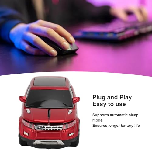 ciciglow Kabellose Gaming-Maus in Autoform, 2,4 GHz, 1600 DPI, Coole 3D-Computermaus in Autoform, USB-Empfänger für Laptop (Rot) Bild 2