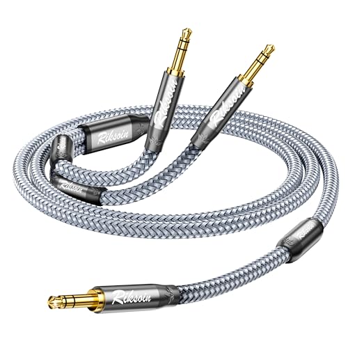 Audio Splitter Kopfhörer Adapter Y Adapter 3,5 mm auf doppelten 3,5 mm Klinkenstecker Headset-Mikrofon Adapter Audio Splitterkabel Kompatibel mit Kopfhörern, PC, PS4, Gaming-Headset, Laptop etc. -2m Bild 1