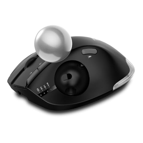 zelotes Trackball Maus Kabellos,Kabellose Bluetooth Maus,4800DPI,BT 5.0/3.0 + 2.4G,Daumenbedienung,Wiederaufladbar Ergonomische Funkmaus mit USB-Empfänger für Laptop,PC,Tablets,Schwarz Bild 6