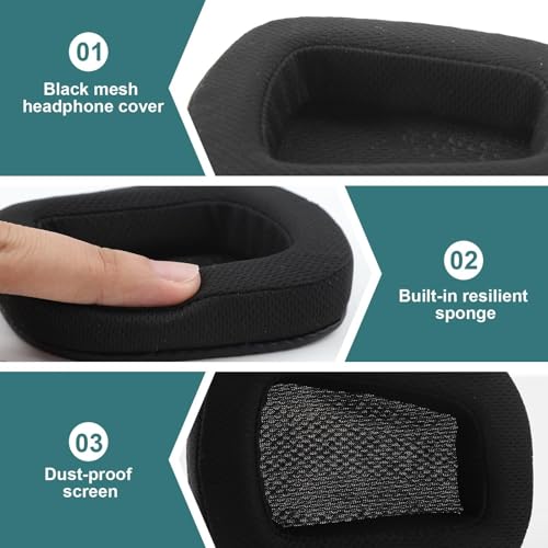 Hochwertige Ersatz-Ohrpolster für Logitech Gaming Headsets - Kompatibel mit G935, G933, G930, G635, G633, G633S, G430, G431, G432, G433 - Memory-Schaum, Verbesserte Klangleistung Bild 3
