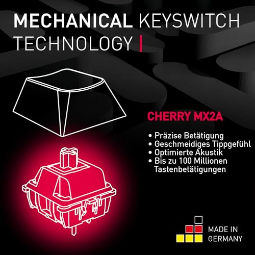 CHERRY MX 3.0S Wireless, Kabellose Mechanische Gaming-Tastatur, Deutsches Layout (QWERTZ), Bluetooth-, Funk- und Kabelverbindung, MX2A RED Switches, Weiß Bild 4