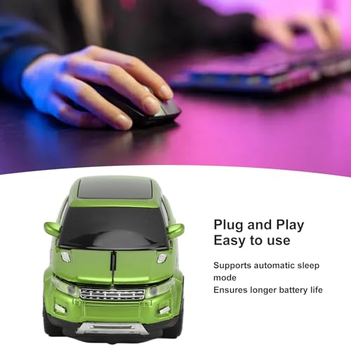 Vikye Drahtlose Gaming-Maus in Sportwagenform, 1600-DPI-USB-Empfänger für Laptop, und -kompatibel (Green) Bild 3