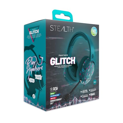 STEALTH Panther Gaming Headset Glitch - Türkis, Over Ear Gaming Headset Kompatibel mit PS4/PS5, Xbox, Switch, PC mit flexiblem Mikrofon, 3,5 mm Klinke, 1,5 m Kabel, leicht, bequem und langlebig Bild 1