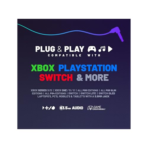 STEALTH Panther Gaming Headset Glitch - Türkis, Over Ear Gaming Headset Kompatibel mit PS4/PS5, Xbox, Switch, PC mit flexiblem Mikrofon, 3,5 mm Klinke, 1,5 m Kabel, leicht, bequem und langlebig Bild 7