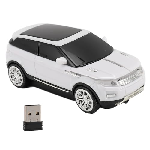 Vikye Drahtlose Gaming-Maus in Sportwagenform, 1600-DPI-USB-Empfänger für Laptop, und -kompatibel (White) Bild 1