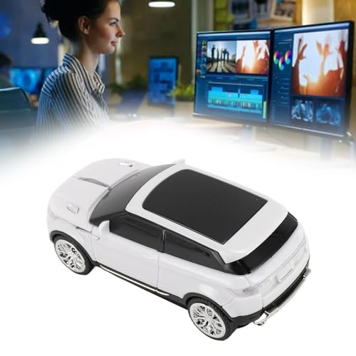 Vikye Drahtlose Gaming-Maus in Sportwagenform, 1600-DPI-USB-Empfänger für Laptop, und -kompatibel (White) Bild 4