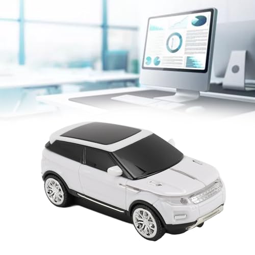 Vikye Drahtlose Gaming-Maus in Sportwagenform, 1600-DPI-USB-Empfänger für Laptop, und -kompatibel (White) Bild 5