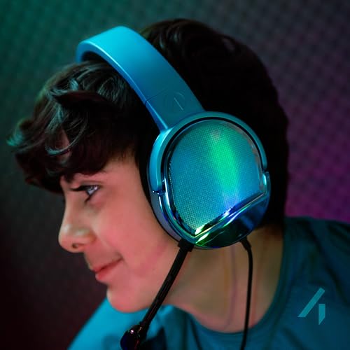 STEALTH PANTHER Plasmablau - Over Ear Gaming Headset Kompatibel mit PS4/PS5, XBOX, Switch, PC mit flexiblem Mikrofon, 3,5 mm Klinke, 1,5 m Kabel, leicht, bequem und langlebig Bild 2