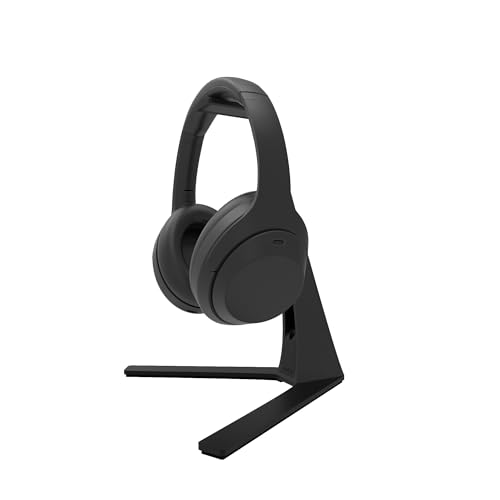 Kanto H3 Universal Desktop Headphone and Headset Stand with Silicone Padding & Adapter Holder | 9.9 kg Weight Capacity | Curved Silicone Cradle | Black Bild 1
