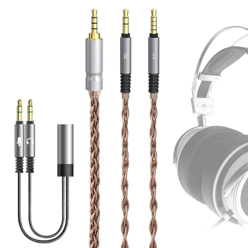 GEEKRIA Apollo Single Crystal Copper Upgrade-Audiokabel, kompatibel mit VZR Model One Audiophile Gaming-Headset, 3,5 mm (1/8 Zoll) auf Dual 3,5 mm Ersatz-Kopfhörerkabel (4,9 Fuß/1,5 m) Bild 1