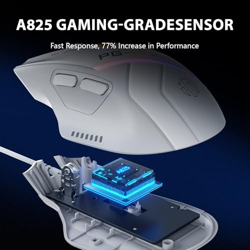 inphic PG1 Gaming Maus mit Kabel, 12800 DPI Hochpräzise, 6 programmierbare Tasten, atmungsaktive RGB Hintergrundbeleuchtung Ergonomische PC Maus Kabel für Computer/Mac/Laptop - Weiß Bild 2