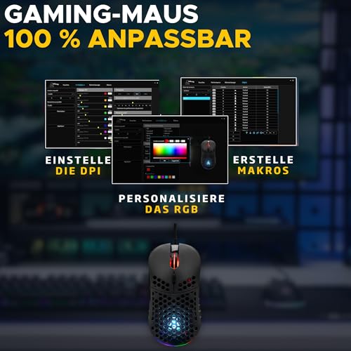 THE G-LAB - Kult Oxygen - Hochleistungs-Gaming-Maus mit Kabel 12.800 DPIMaximale Reaktionsfähigkeit, 100% anpassbares RGB, 6 programmierbare Tasten - PC/PS4/PS5/XBOX - Schwarz - Neu Bild 4
