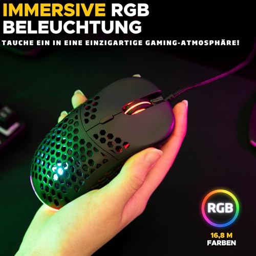 THE G-LAB - Kult Oxygen - Hochleistungs-Gaming-Maus mit Kabel 12.800 DPIMaximale Reaktionsfähigkeit, 100% anpassbares RGB, 6 programmierbare Tasten - PC/PS4/PS5/XBOX - Schwarz - Neu Bild 5