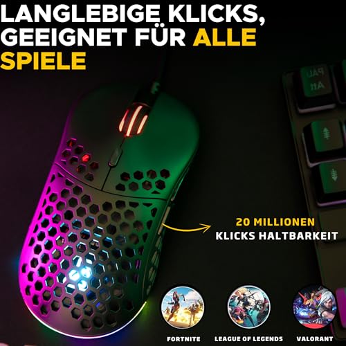 THE G-LAB - Kult Oxygen - Hochleistungs-Gaming-Maus mit Kabel 12.800 DPIMaximale Reaktionsfähigkeit, 100% anpassbares RGB, 6 programmierbare Tasten - PC/PS4/PS5/XBOX - Schwarz - Neu Bild 6