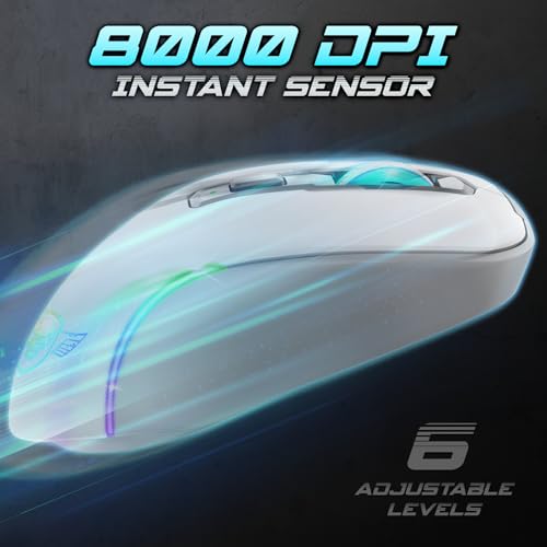 SPIRIT OF GAMER - Elite M50 Artic, Kabellose Gaming Maus RGB 8000 DPI, 6 Programmierbare Tasten, Bluetooth & 2,4 GHz Verbindung, Lange Akkulaufzeit von 90 Stunden, RGB Ladestation, Weiß Bild 3
