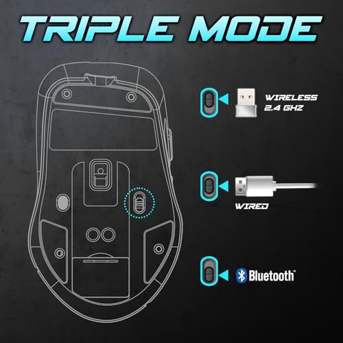 SPIRIT OF GAMER - Elite M50 Artic, Kabellose Gaming Maus RGB 8000 DPI, 6 Programmierbare Tasten, Bluetooth & 2,4 GHz Verbindung, Lange Akkulaufzeit von 90 Stunden, RGB Ladestation, Weiß Bild 5