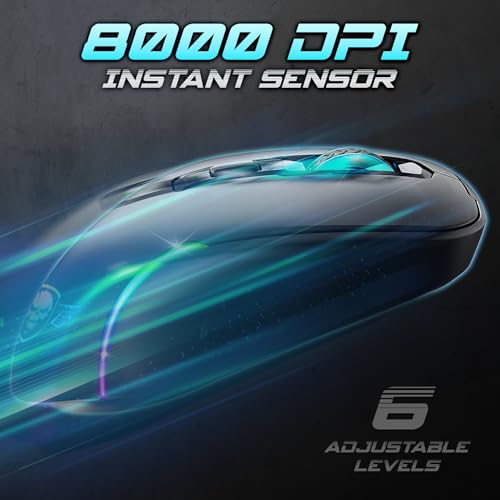 SPIRIT OF GAMER - Elite M50 Dark, Kabellose Gaming Maus RGB 8000 DPI, 6 Programmierbare Tasten, Bluetooth & 2,4 GHz Verbindung, Lange Akkulaufzeit von 90 Stunden, RGB Ladestation, Schwarz Bild 3