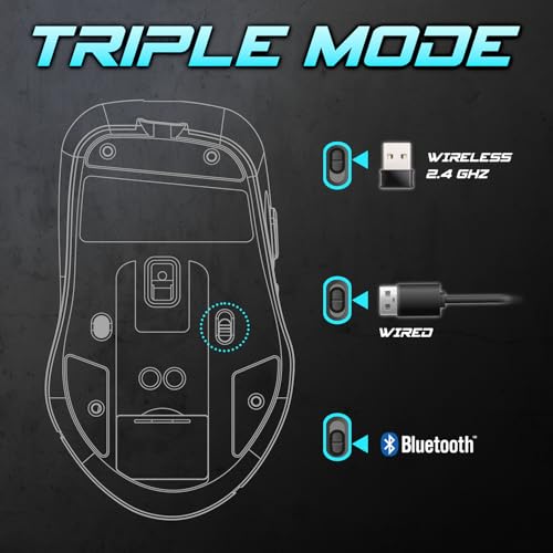 SPIRIT OF GAMER - Elite M50 Dark, Kabellose Gaming Maus RGB 8000 DPI, 6 Programmierbare Tasten, Bluetooth & 2,4 GHz Verbindung, Lange Akkulaufzeit von 90 Stunden, RGB Ladestation, Schwarz Bild 5