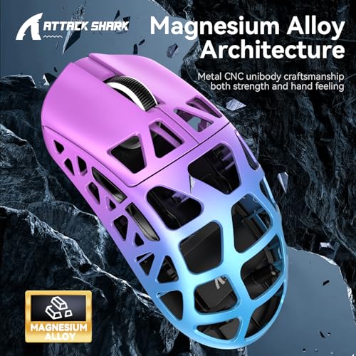 ATTACK SHARK R3 Magnesiumlegierungsmaus, kabellose 8K-Maus, 46 g SUPERLIGHT-Maus, PixArt PAW3395-Gaming-Sensor, BT/2,4 G/kabelgebundene Gaming-Maus, einstellbare DPI 26000, Büromäuse für Win11/Xbox/PS Bild 3
