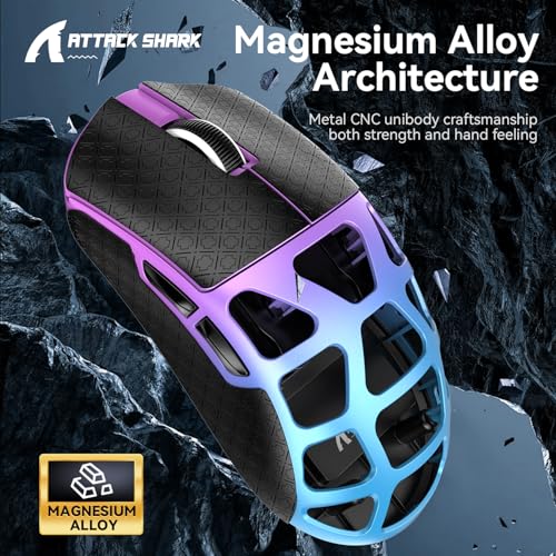 ATTACK SHARK R3 Magnesiumlegierungsmaus, kabellose 8K-Maus, 46 g SUPERLIGHT-Maus, PixArt PAW3395-Gaming-Sensor, BT/2,4 G/kabelgebundene Gaming-Maus, einstellbare DPI 26000, Büromäuse für Win11/Xbox/PS Bild 3
