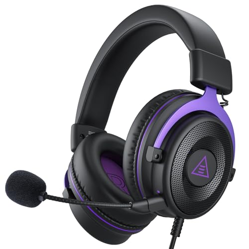EKSA Gaming Headset, PC Headset mit Abnehmbar Mikrofon mit Geräuschunterdrückung, 3D Surround Sound Gaming Kopfhörer mit 3.5mm Kabel für Switch / PS4 / PS5 / Xbox One, Lila Bild 1