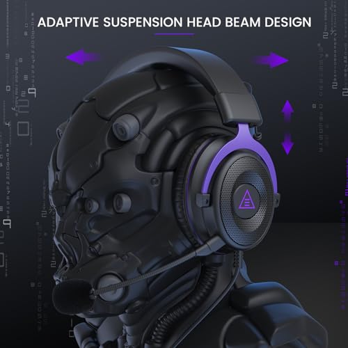 EKSA Gaming Headset, PC Headset mit Abnehmbar Mikrofon mit Geräuschunterdrückung, 3D Surround Sound Gaming Kopfhörer mit 3.5mm Kabel für Switch / PS4 / PS5 / Xbox One, Lila Bild 4