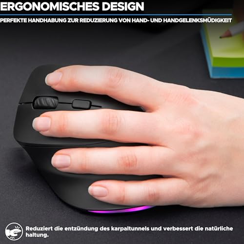 Bluestork - Ergonomische Vertikale Kabellose Maus 800-2400dpi 6 Tasten RGB - Maus Ergonomisch - Kabellos - Vorbeugung Gegen Mausarm (rsi Syndrom) - Pc & Mac - für Linkshänder - 2024 Bild 2