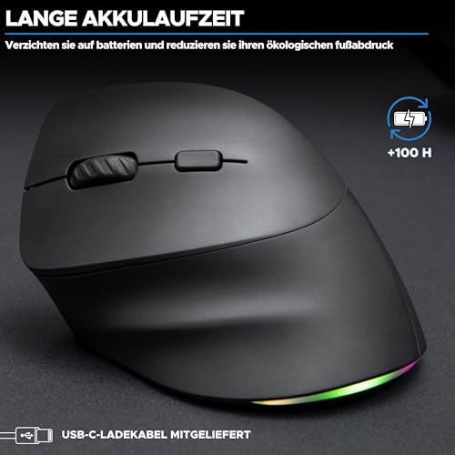 Bluestork - Ergonomische Vertikale Kabellose Maus 800-2400dpi 6 Tasten RGB - Maus Ergonomisch - Kabellos - Vorbeugung Gegen Mausarm (rsi Syndrom) - Pc & Mac - für Linkshänder - 2024 Bild 3