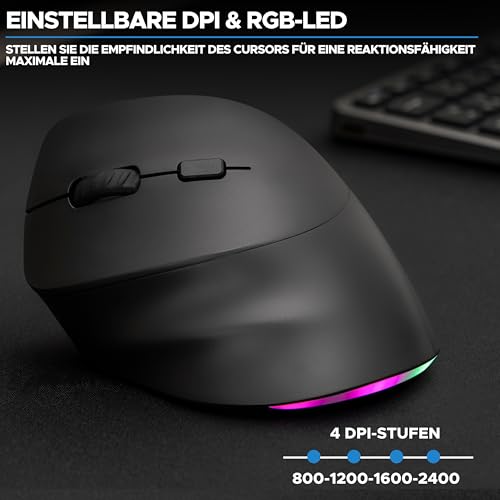 Bluestork - Ergonomische Vertikale Kabellose Maus 800-2400dpi 6 Tasten RGB - Maus Ergonomisch - Kabellos - Vorbeugung Gegen Mausarm (rsi Syndrom) - Pc & Mac - für Linkshänder - 2024 Bild 4