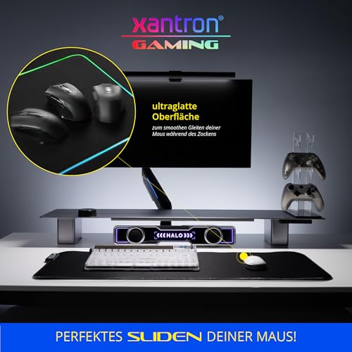 Xantron® Großes Gaming Mauspad RGB 800x300 XXL mit perfektem Glide [rutschfest, Wasserabweisend] Mousepad LED/Mauspad Schwarz/Schreibtischunterlage Gaming/Beleuchtetes Mauspad Bild 3