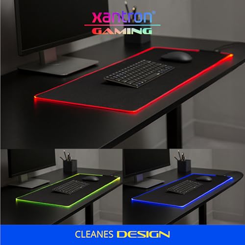 Xantron® Großes Gaming Mauspad RGB 800x300 XXL mit perfektem Glide [rutschfest, Wasserabweisend] Mousepad LED/Mauspad Schwarz/Schreibtischunterlage Gaming/Beleuchtetes Mauspad Bild 6