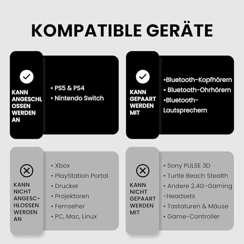 Avantree DG80-Gaming - USB Bluetooth 5.3 Adapter Dongle für PS5 & Gaming-Konsolen, mit aptX-Adaptive und niedriger Latenz, Wireless Audio-Transmitter Stick für Bluetooth Kopfhörer & Ohrhörer Bild 3