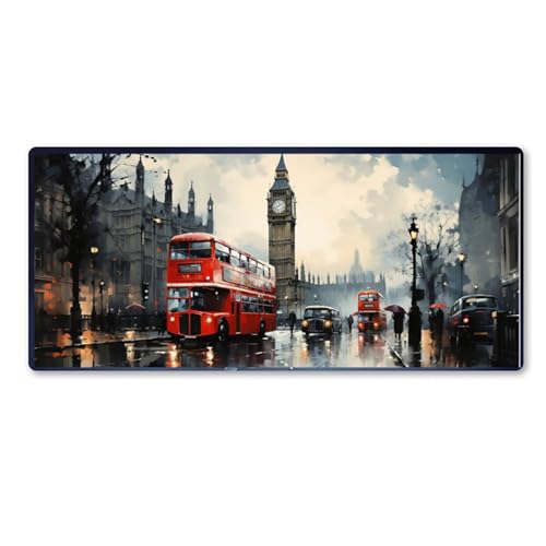 Gaming Mauspad Big Ben Mauspad XXL 900 x 400 x 3 mm XXL Mousepad London Mauspad Gaming Zubehör mit Anti Rutsch Basis Mouse Pad Wasserdicht und Langlebig für Maus und Tastatur, Home Decor, Geschenk Bild 1