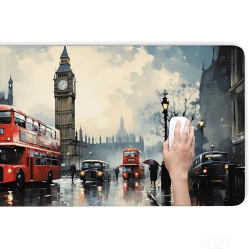 Gaming Mauspad Big Ben Mauspad XXL 900 x 400 x 3 mm XXL Mousepad London Mauspad Gaming Zubehör mit Anti Rutsch Basis Mouse Pad Wasserdicht und Langlebig für Maus und Tastatur, Home Decor, Geschenk Bild 7