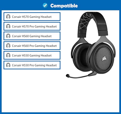 Weiche Ersatz-Ohrpolster Kissen Kompatibel mit Corsair HS70 HS60 HS50 Pro Gaming Headsets Ohrpolster Bezug mit Bequemem Stoff und Memory-Schaum Bild 2