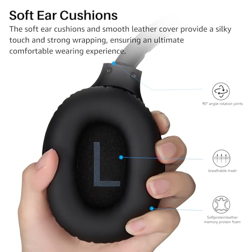 TOZO HA1 kabellose Over-Ear Bluetooth 5.4 Kopfhörer mit ENC für klare Anrufe, Noise Cancelling Kopfhörer mit 70 Std. Akkulaufzeit, Stereo-Tiefbass, faltbares Design, App- und Tastensteuerung, Schwarz Bild 2