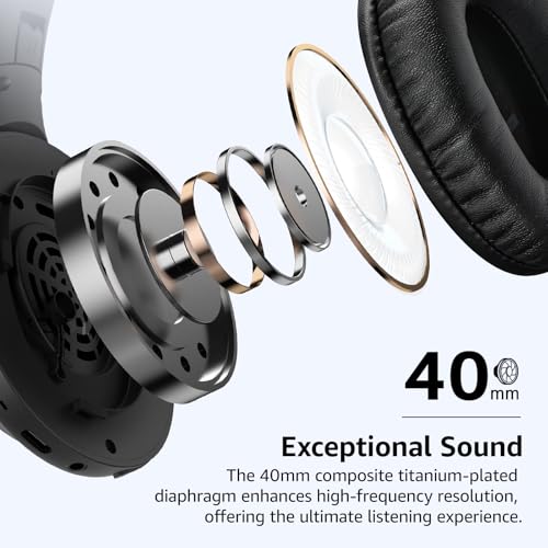 TOZO HA1 kabellose Over-Ear Bluetooth 5.4 Kopfhörer mit ENC für klare Anrufe, Noise Cancelling Kopfhörer mit 70 Std. Akkulaufzeit, Stereo-Tiefbass, faltbares Design, App- und Tastensteuerung, Schwarz Bild 3
