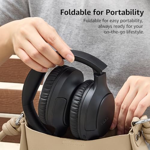 TOZO HA1 kabellose Over-Ear Bluetooth 5.4 Kopfhörer mit ENC für klare Anrufe, Noise Cancelling Kopfhörer mit 70 Std. Akkulaufzeit, Stereo-Tiefbass, faltbares Design, App- und Tastensteuerung, Schwarz Bild 5