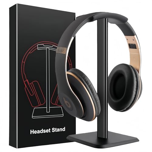 Headset Ständer, Headset Halterung, Gaming Kopfhörer Stander, Kopfhörerhalter Kopfhörerständer Ständer für Over Ear Kopfhörer Kopfhörer Haken mit Rutschfestem TPU-Silikon für Tisch Vitrine (Schwarz) Bild 1
